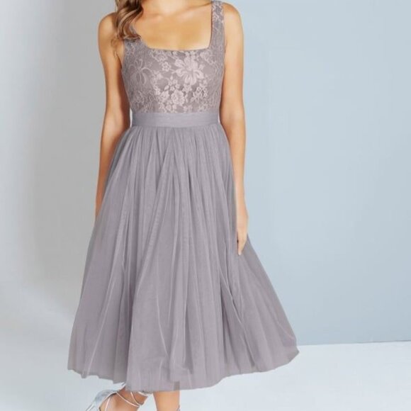 Little Mistress Dresses & Skirts - Tulle Lace Midi Dress in Grey NWT | Modcloth | Little Mistress